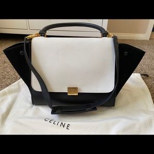Celine trapeze white black shoulder bag